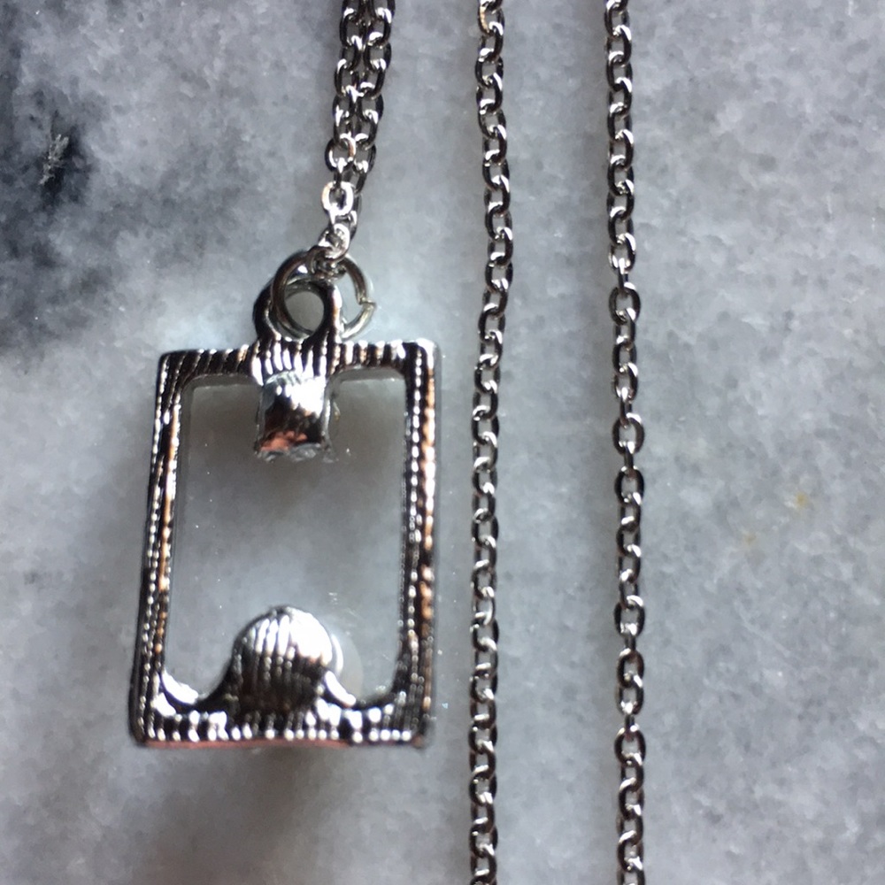 Pearl & CZ Rectangular Necklace - Picture 10 of 16